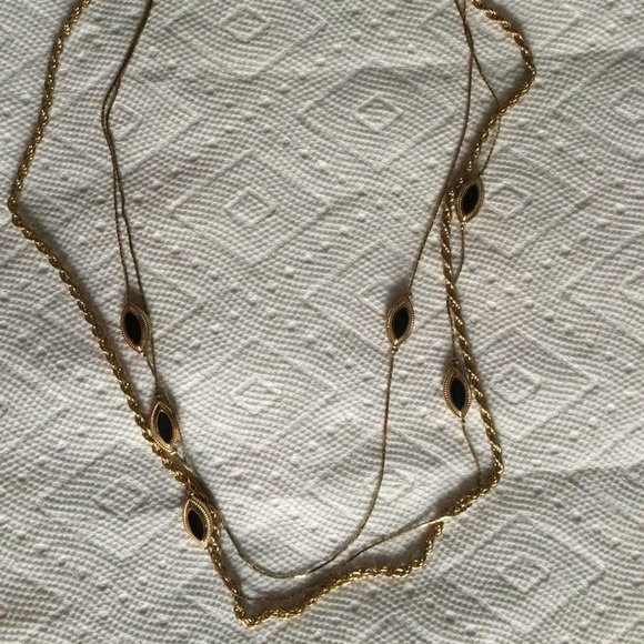 women's long necklace 3 strands gold-tone metal 24" - Picture 3 of 3